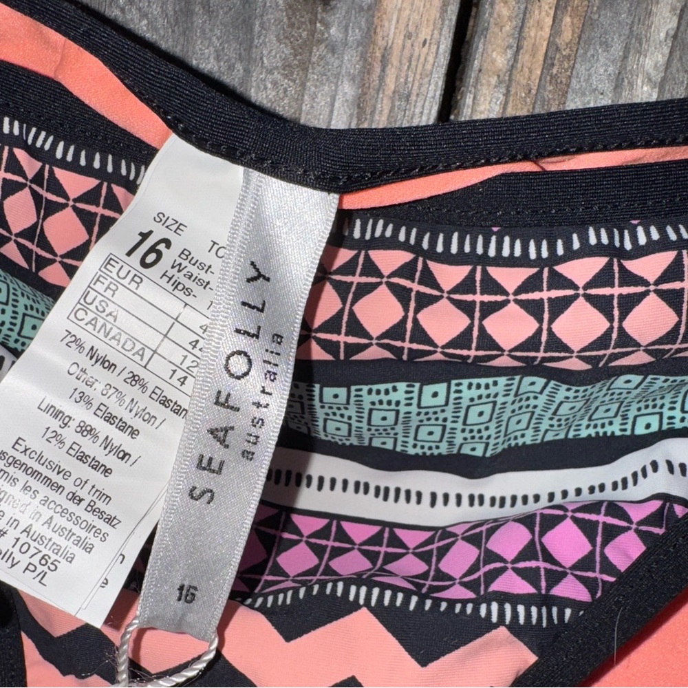 Seafolly Future Tribe Hipster Bikini Bottoms Size 12 - Picture 8 of 8